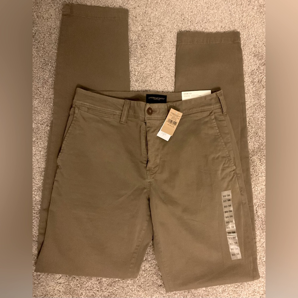 American Eagle Olive Tan Chino, Extreme Flex 30 X 36” Nice Cotton Twill NWT